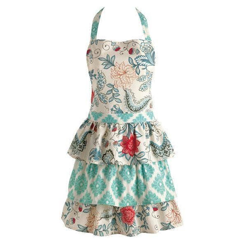 Blue Ikat Flowers Vintage Apron (Design Imports)