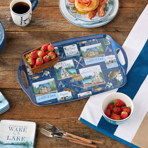 Wake At The Lake Melamine Rectangular Tray w/Handles (Certified International)
