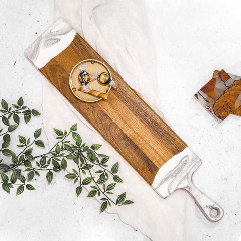 Baguette Acacia Board Marble (Lynn + Liana Designs)