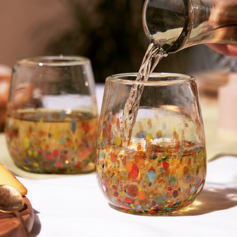 Artistico Recycled Glass Stemless Wine Glasses - Set of 2 (Twine)