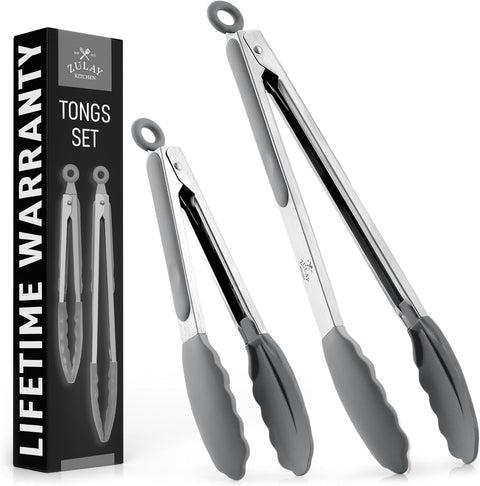 Heat Resistant BBQ Kitchen Tongs Set Of 2 (Zulay)