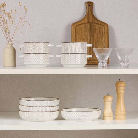 Ceramic Soup Bowls with Handles, 26.5 oz, Set of 4 (Kook)