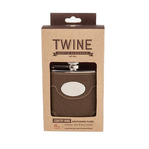 Stainless Steel & Faux Leather Bootlegger Flask (Twine)