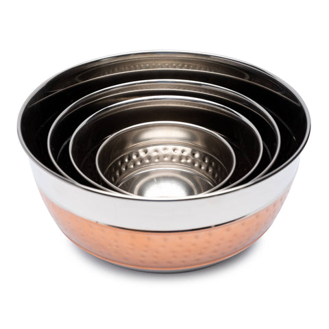 4 Piece Two Tone Stainless Steel Hammered Mixing Bowl Set (Lexi Home)