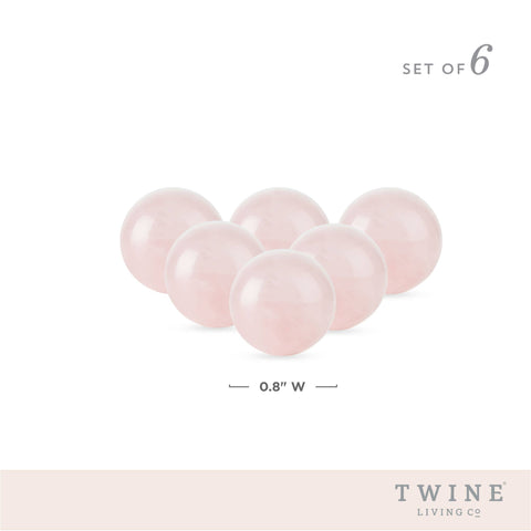 Rose Quartz Wine Chilling Gems w/ Storage Bag - Set of 6: Pink / Rose Quartz / Canvas (Twine)