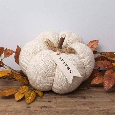Cream Knit Pumpkin With Fabric Tag, Lg (Audrey's)