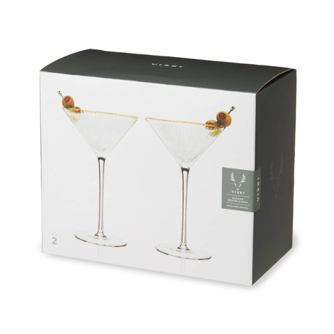 Deco Meridian Gold Rimmed Crystal Martini Glasses Set of 2 (Viski)