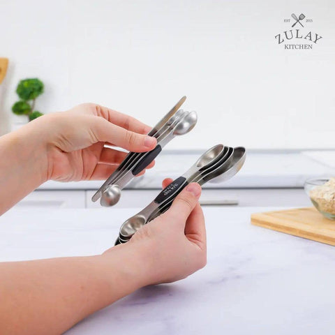 Stackable Magnetic Spoons Set of 8: Black (Zulay)