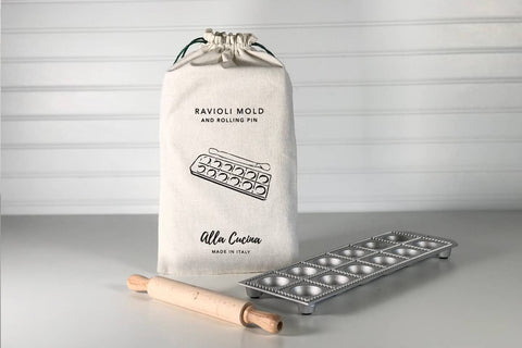 Italian 12-piece Ravioli Mold with Roller (Verve Culture)