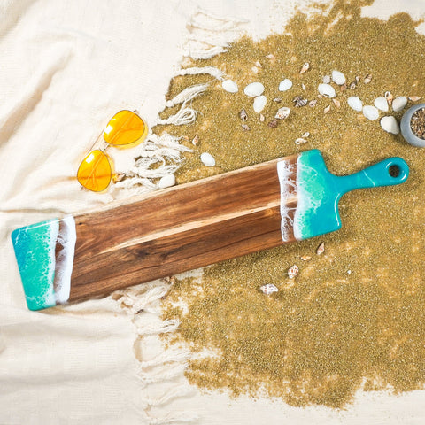 Baguette Acacia Board in Caribbean Blue (Lynn + Liana Designs)