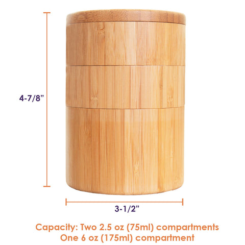 Triple Salt Box, 3-Tier Salt Cellar Storage Box (Totally Bamboo)