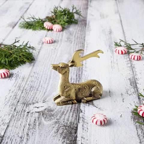 Gilded Brass-Finished Deer Beer Bottle Opener (Twine)