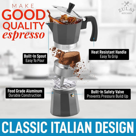 Stovetop Espresso Moka Pot 5 cup - White (Zulay Kitchen)