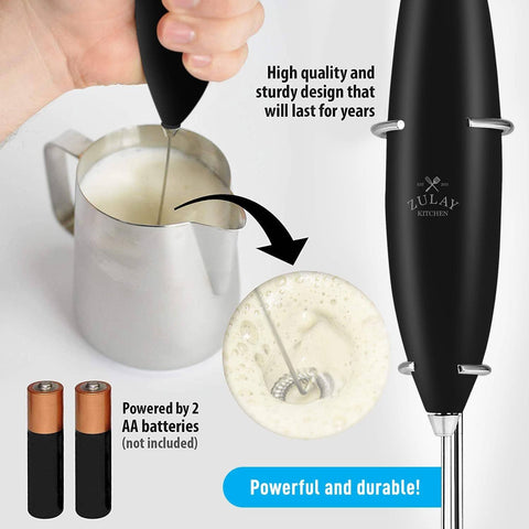 Milk Frother Pitcher Stencil Stirrer Set - Black (Zulay)