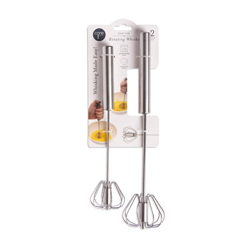 2pc Stainless Steel Rotating Whisk Set (Core Kitchen)