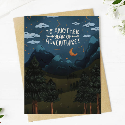 "To Another Year Of Adventures" Greeting Card (Big Moods)