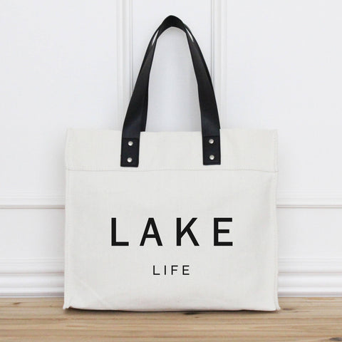 Lake Life Market Tote: Tan (Porter Lane Homes)