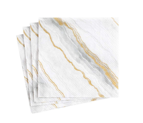 Small Cocktail Napkins Marble Grey (Caspari)