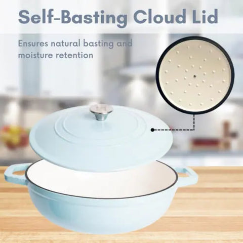 Light Blue Enameled Dutch Oven Braiser 5qt (Lexi Homes)