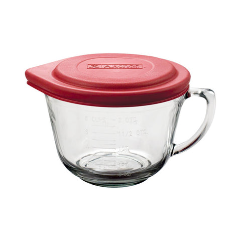 Batter Bowl with Red Lid, 2-Quart (Anchor Hocking)