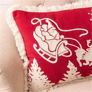 Lumbar Pillow - Embroidered Santa's Sleigh (Audrey's)