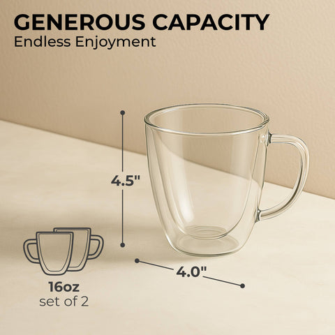 16oz Glass Coffee Mugs (Kaffe)