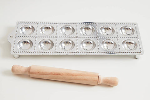Italian 12-piece Ravioli Mold with Roller (Verve Culture)