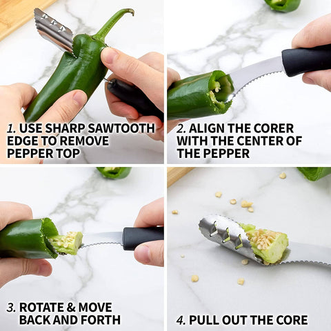 2-in-1 Jalapeno Corer Tool - Stainless Steel (Zulay)