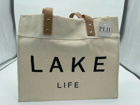 Lake Life Tote Tan Handle (Porter Lane Homes)