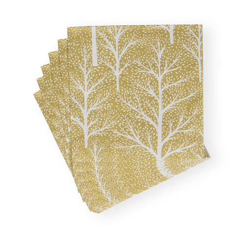 Luncheon Napkins Winter Trees Gold/White (Caspari)