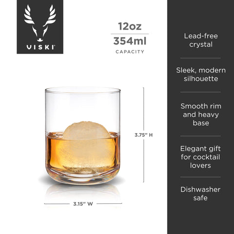 Raye Crystal Lowball Whiskey Tumblers - Set of 2 (Viski)