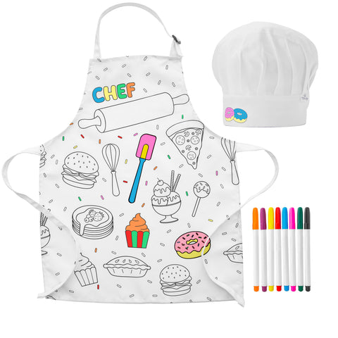 Color-Your-Own Kids Apron & Chef Hat Set (Tovla Jr.)