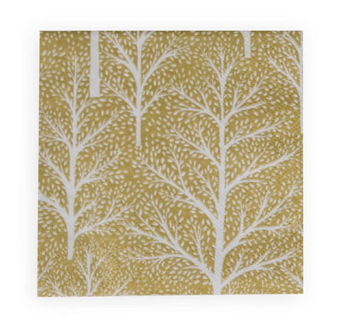 Small Cocktail Napkins Winter Trees Gold/White (Caspari)