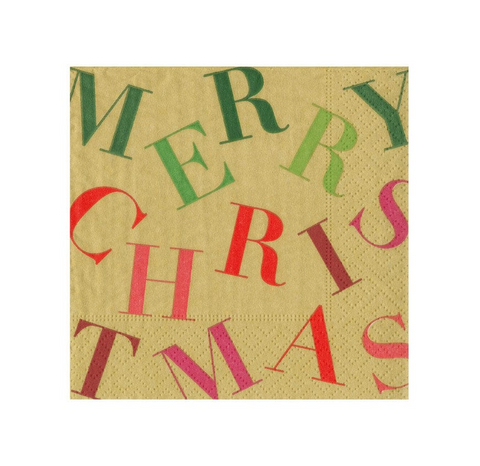 Small Cocktail Napkins Merry Christmas (Caspari)