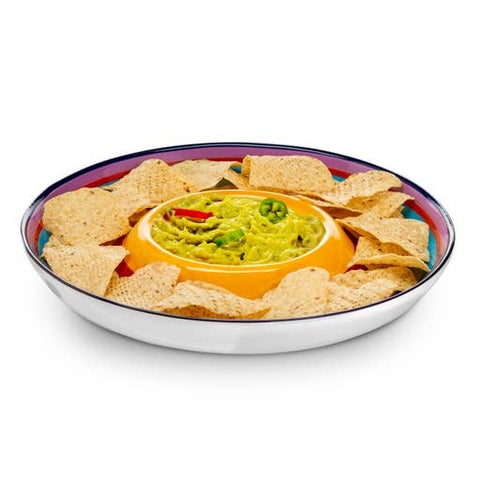Kook Tinga Chip and Dip Serving Platter, Multicolor, 13 Inch (Kook)