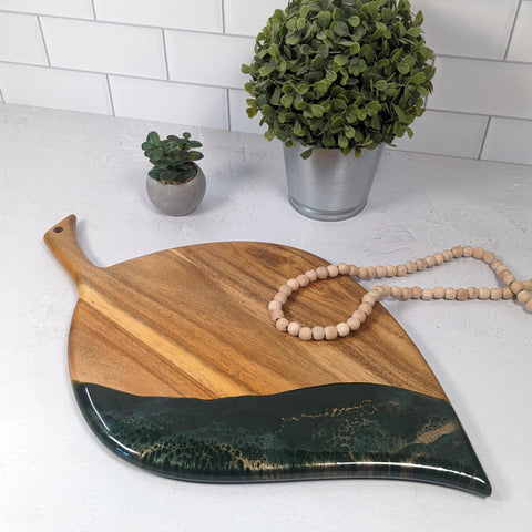 Leaf Shaped Resin Charcuterie Board Jade (Lynn + Liana Designs)