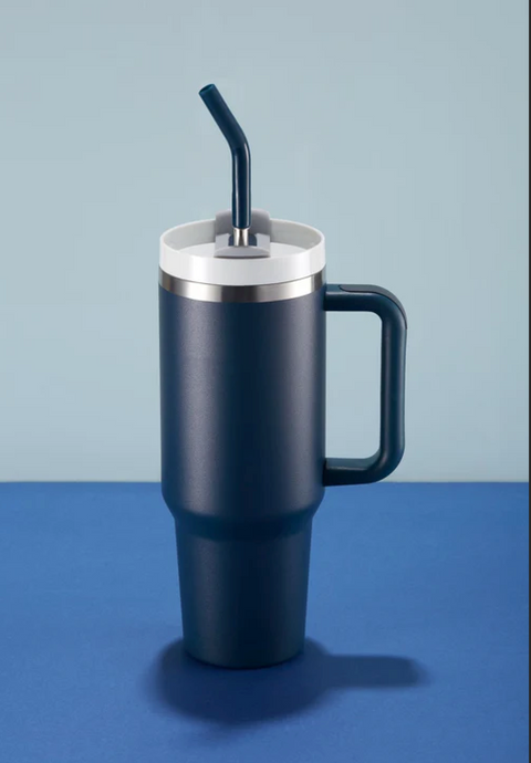 Stainless Steel Tumbler, with Straw and Handle 40 oz Storm Blue (Kook)