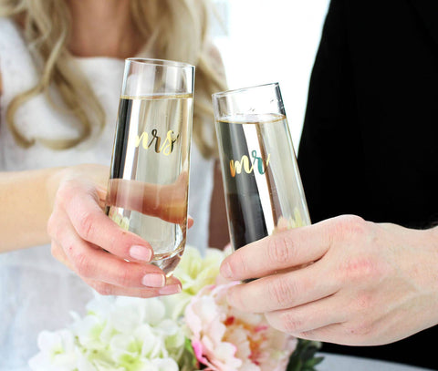 Mr & Mrs Champagne Glass Set (Lillian Rose)