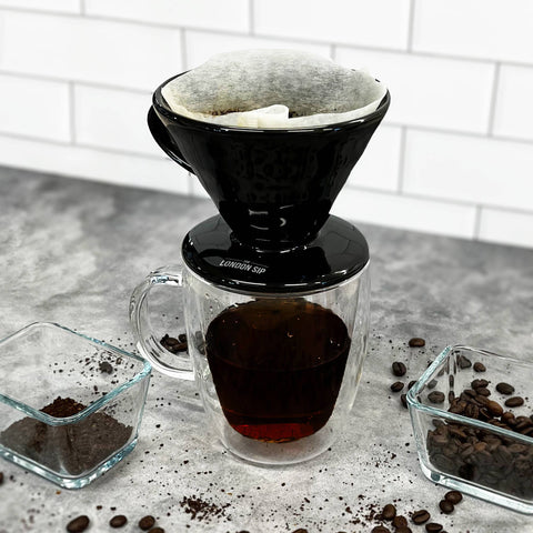 London Sip Ceramic Coffee Dripper, 1-2 Cup, Black (Kitchen Supply)
