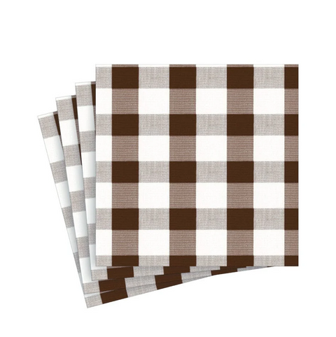 Luncheon Napkins Gingham Chocolate (Caspari)