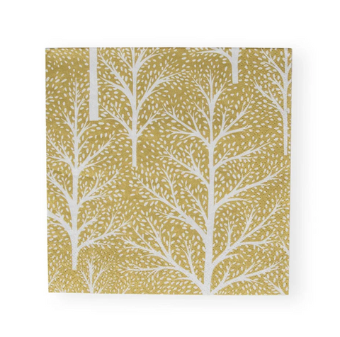 Luncheon Napkins Winter Trees Gold/White (Caspari)