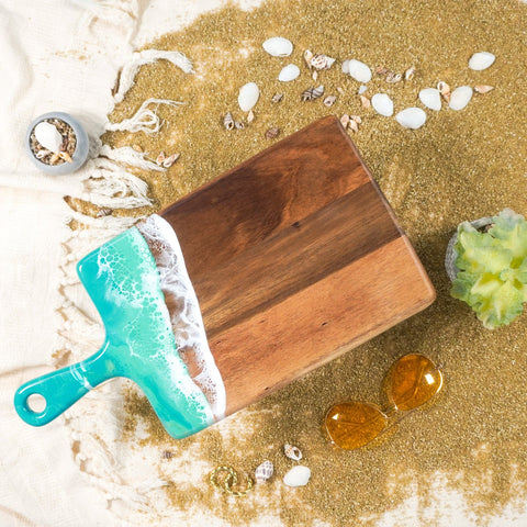 Medium Acacia Cheeseboard Caribbean Blue (Lynn + Liana Designs)