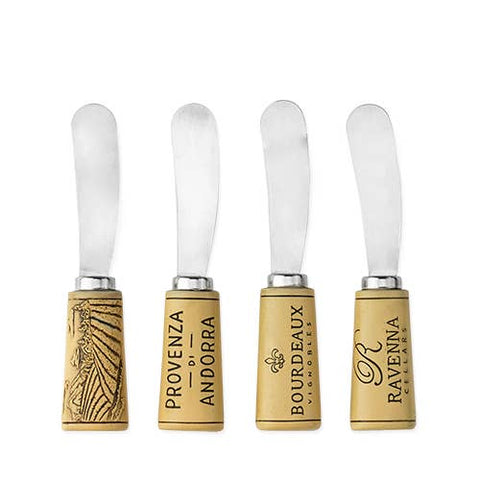 Cork Themed Stainless Steel Cheese Spreaders - Set of 4 (Twine)