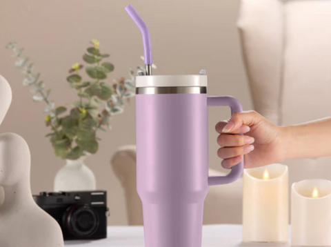 Stainless Steel Tumbler, with Straw and Handle, 40 oz Lilac (Kook)