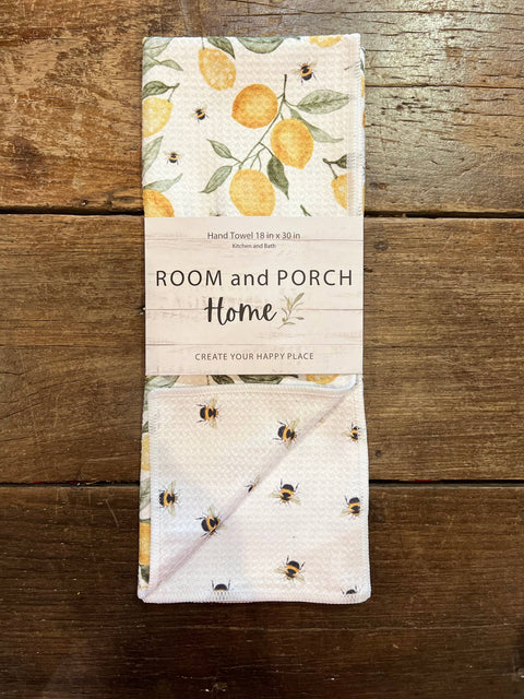 Lemon & Bees Microfiber Tea/Hand Towel (ROOM and PORCH)