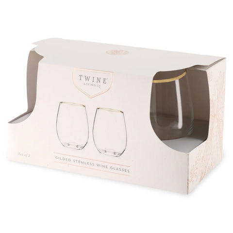 Gilded Stemless Wine Glass Set of 2 (Twine)