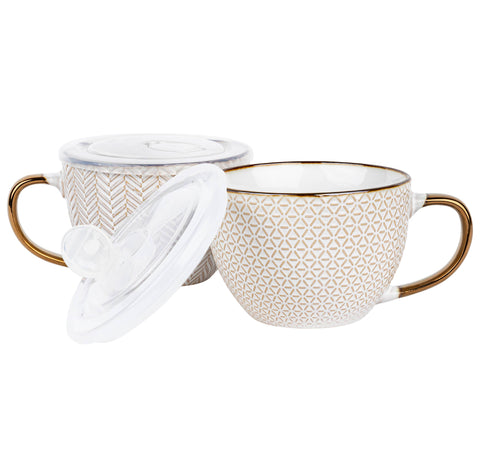 Kook Ceramic Soup Mugs with Lids (Kook)