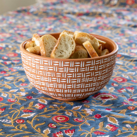 Lattice Lines Terracotta Bowl (Ten Thousand Villages)