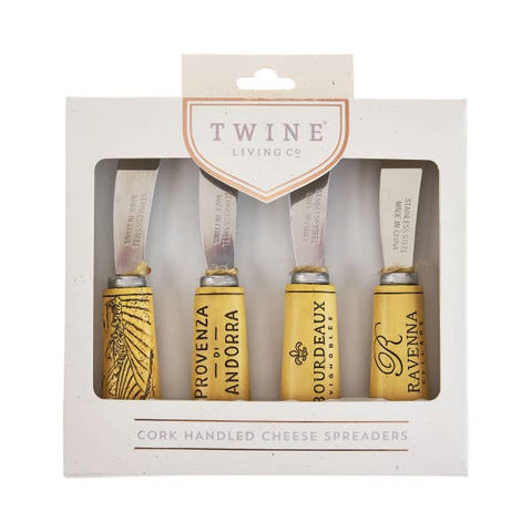Cork Themed Stainless Steel Cheese Spreaders - Set of 4 (Twine)