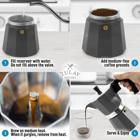 Stovetop Espresso Moka Pot 5 cup - White (Zulay Kitchen)